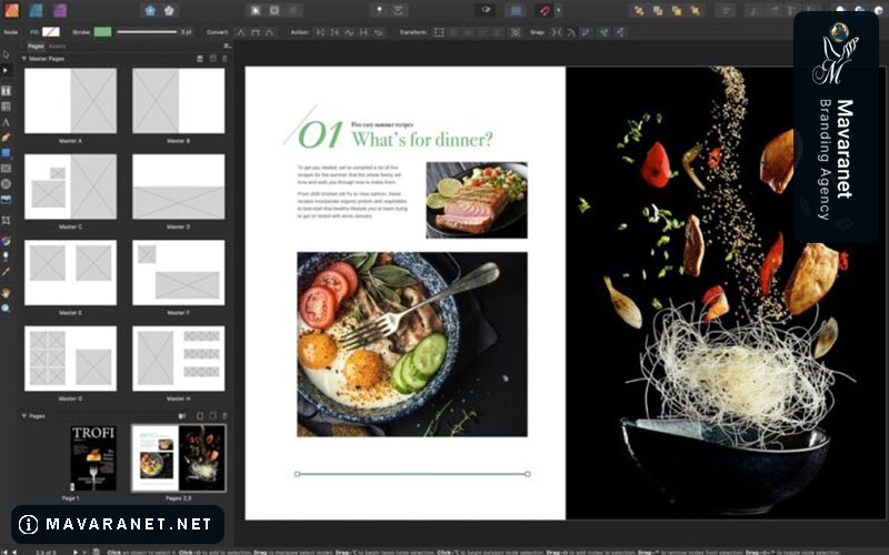 صفحه داخلی از نرم افزار ادوبی ایندیزاین Adobe InDesign