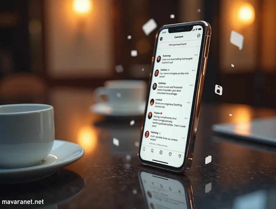 موبایل در حال نمایش نمونه کامنت در اینستاگرام